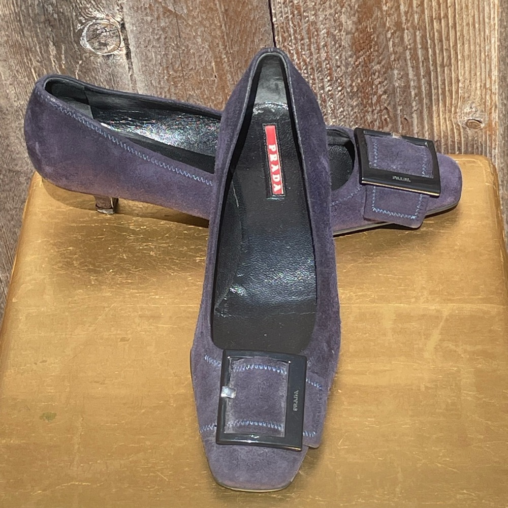 Prada Linea Rossa Women's Navy Suede Kitten Heels